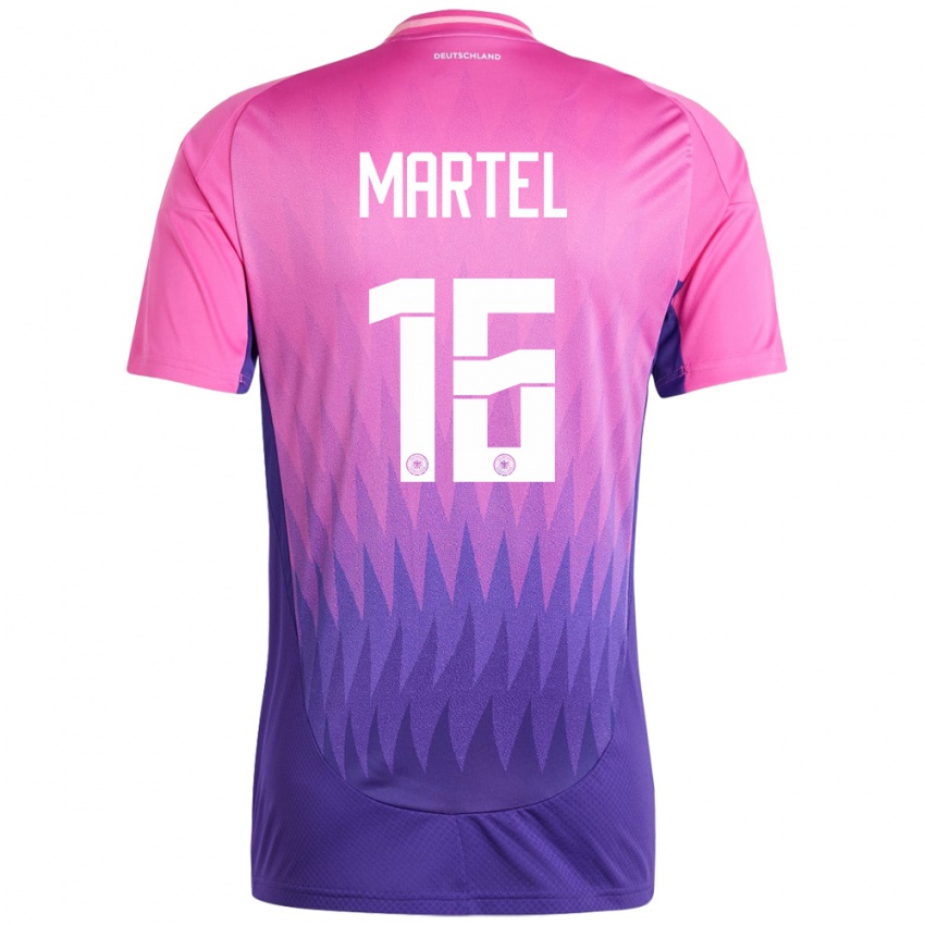 Férfi Németország Eric Martel #16 Pink Lila Idegenbeli Jersey 24-26 Mez Póló Ing