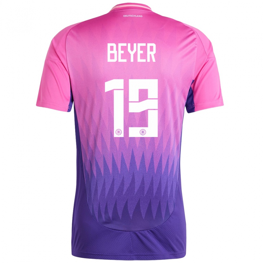 Férfi Németország Jordan Beyer #19 Pink Lila Idegenbeli Jersey 24-26 Mez Póló Ing