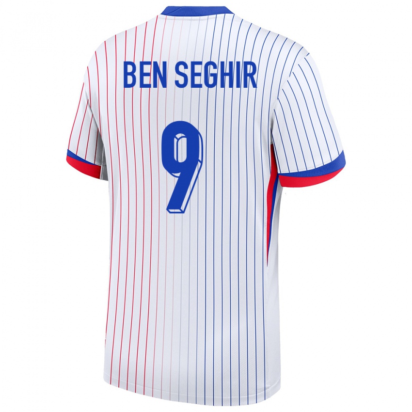 Férfi Franciaország Salim Ben Seghir #9 Fehér Idegenbeli Jersey 24-26 Mez Póló Ing