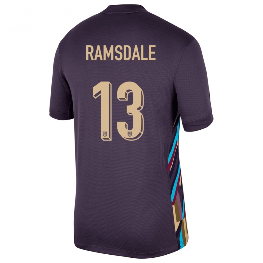 Férfi Anglia Aaron Ramsdale #13 Sötét Mazsola Idegenbeli Jersey 24-26 Mez Póló Ing