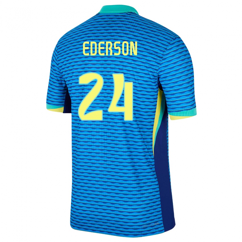 Férfi Brazília Ederson #24 Kék Idegenbeli Jersey 24-26 Mez Póló Ing
