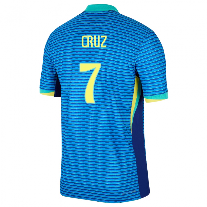 Férfi Brazília Joao Cruz #7 Kék Idegenbeli Jersey 24-26 Mez Póló Ing