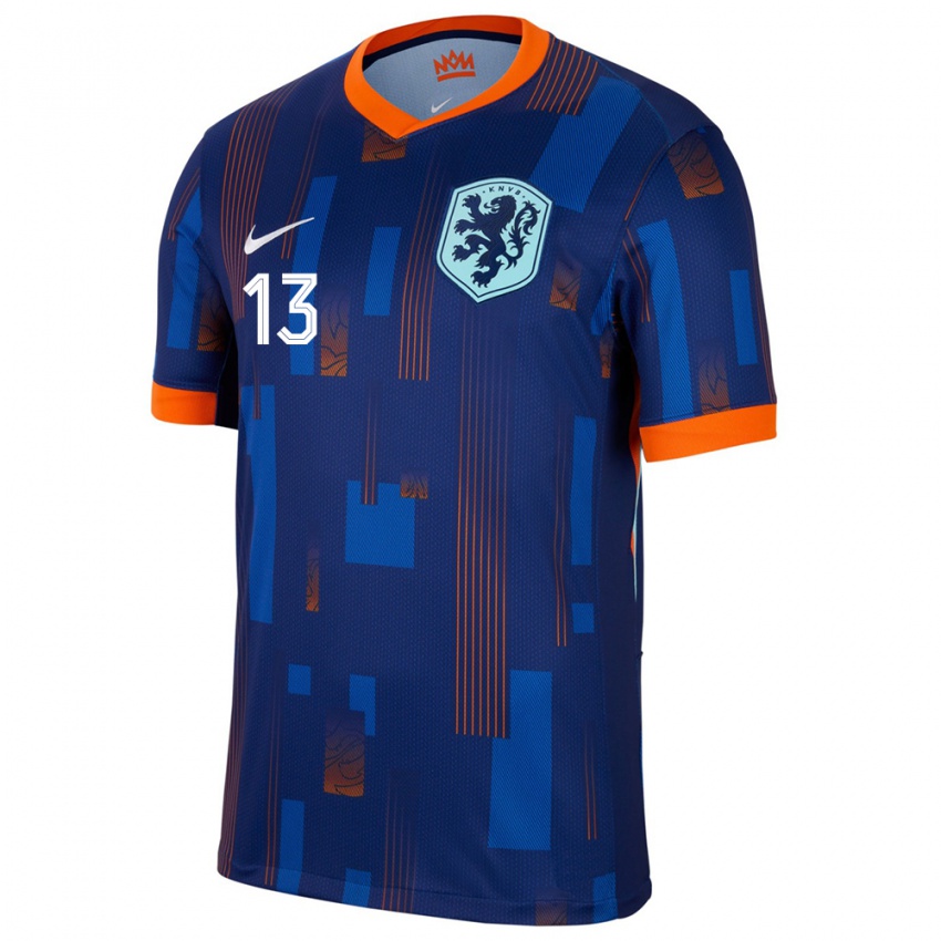 Férfi Hollandia Renate Jansen #13 Kék Idegenbeli Jersey 24-26 Mez Póló Ing