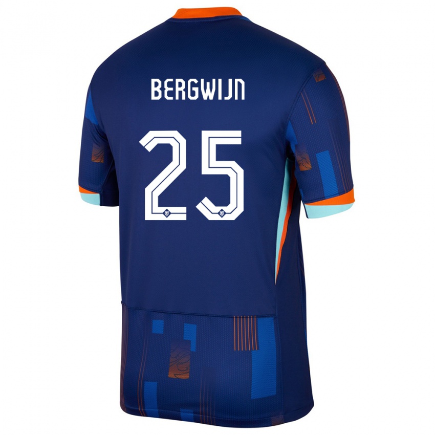 Férfi Hollandia Steven Bergwijn #25 Kék Idegenbeli Jersey 24-26 Mez Póló Ing