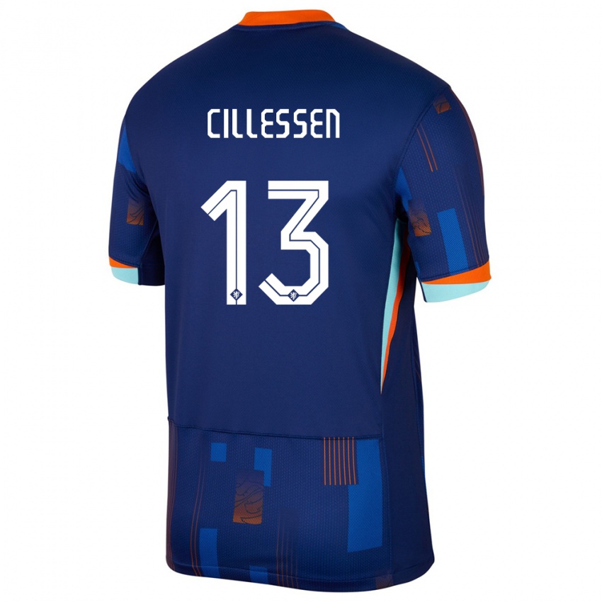 Férfi Hollandia Jasper Cillessen #13 Kék Idegenbeli Jersey 24-26 Mez Póló Ing