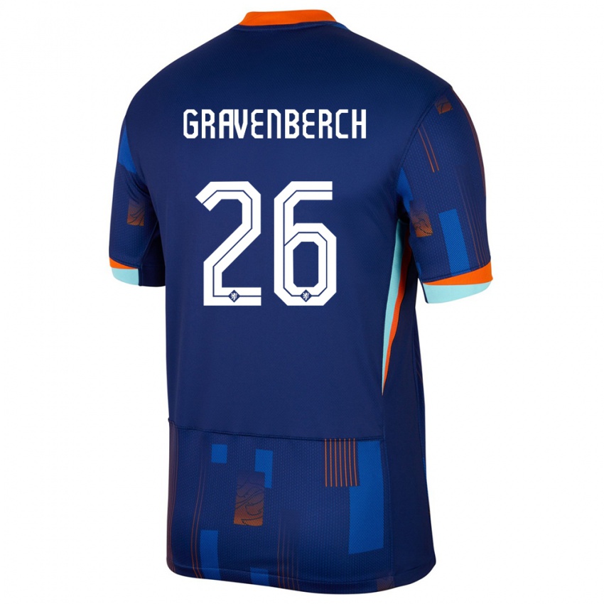 Férfi Hollandia Ryan Gravenberch #26 Kék Idegenbeli Jersey 24-26 Mez Póló Ing