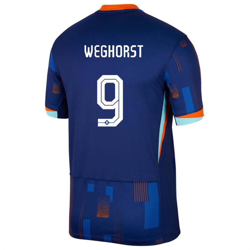 Férfi Hollandia Wout Weghorst #9 Kék Idegenbeli Jersey 24-26 Mez Póló Ing