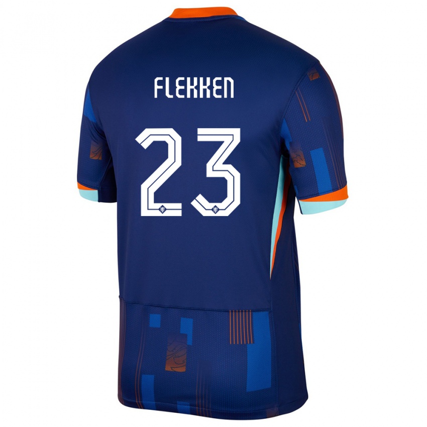 Férfi Hollandia Mark Flekken #23 Kék Idegenbeli Jersey 24-26 Mez Póló Ing