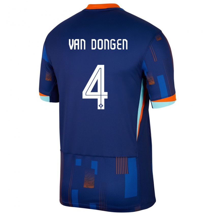 Férfi Hollandia Merel Van Dongen #4 Kék Idegenbeli Jersey 24-26 Mez Póló Ing