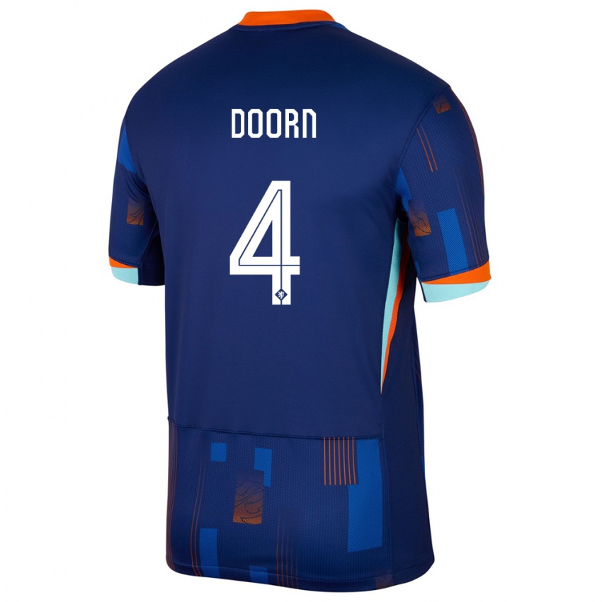 Férfi Hollandia Lisa Doorn #4 Kék Idegenbeli Jersey 24-26 Mez Póló Ing