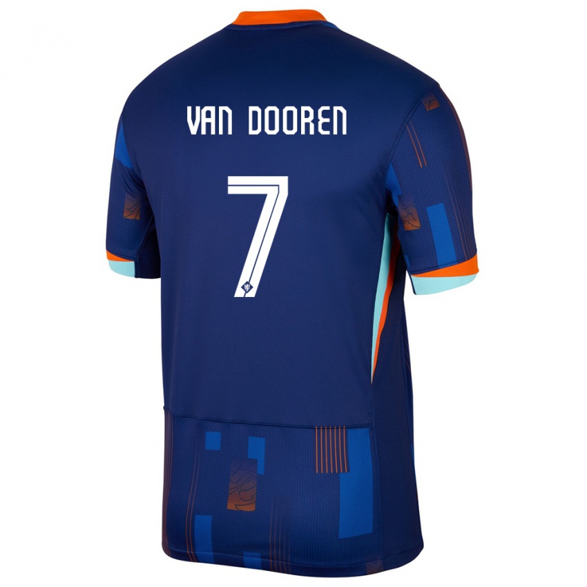 Férfi Hollandia Kayleigh Van Dooren #7 Kék Idegenbeli Jersey 24-26 Mez Póló Ing