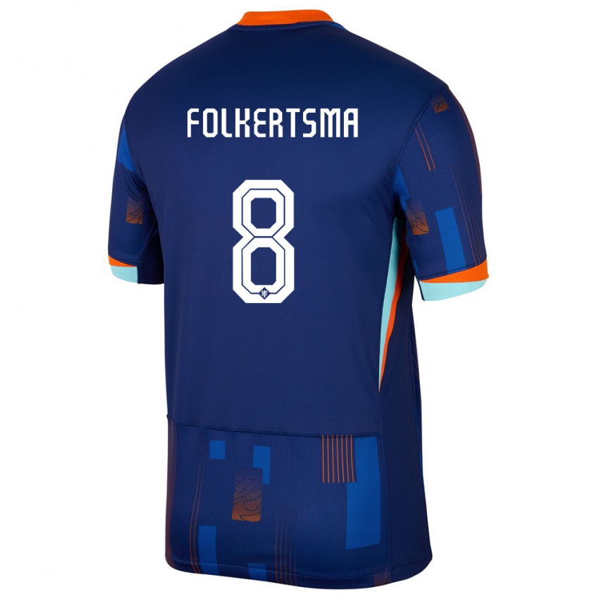 Férfi Hollandia Sisca Folkertsma #8 Kék Idegenbeli Jersey 24-26 Mez Póló Ing