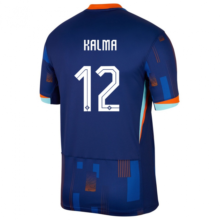 Férfi Hollandia Fenna Kalma #12 Kék Idegenbeli Jersey 24-26 Mez Póló Ing