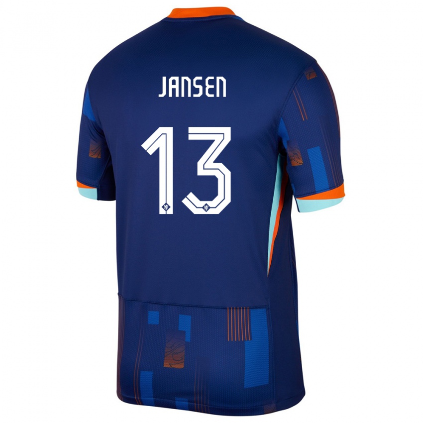 Férfi Hollandia Renate Jansen #13 Kék Idegenbeli Jersey 24-26 Mez Póló Ing