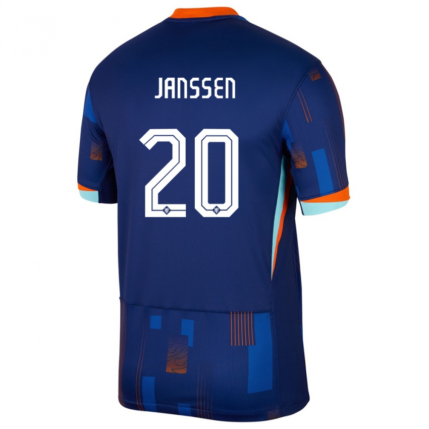 Férfi Hollandia Dominique Janssen #20 Kék Idegenbeli Jersey 24-26 Mez Póló Ing