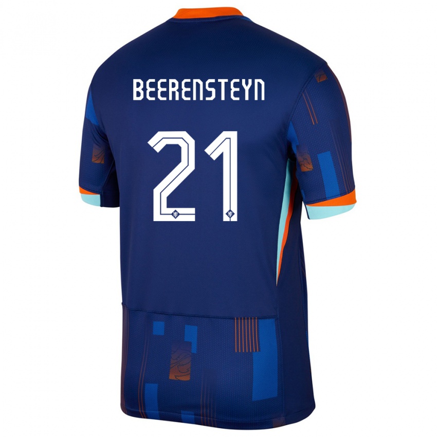 Férfi Hollandia Lineth Beerensteyn #21 Kék Idegenbeli Jersey 24-26 Mez Póló Ing