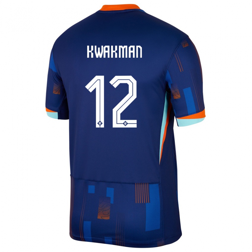 Férfi Hollandia Dave Kwakman #12 Kék Idegenbeli Jersey 24-26 Mez Póló Ing