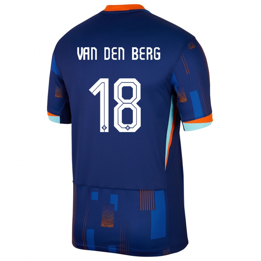 Férfi Hollandia Rav Van Den Berg #18 Kék Idegenbeli Jersey 24-26 Mez Póló Ing