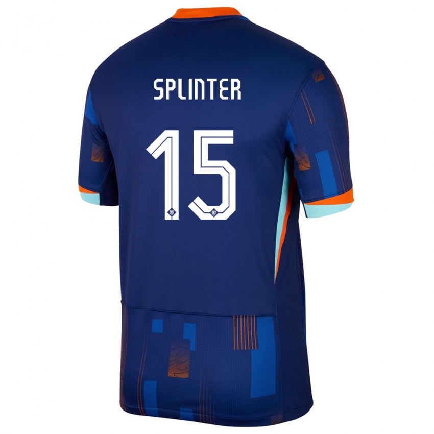 Férfi Hollandia Ilias Splinter #15 Kék Idegenbeli Jersey 24-26 Mez Póló Ing