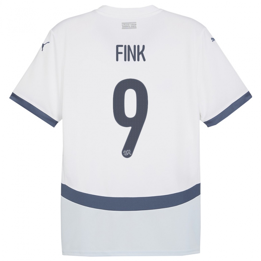 Férfi Svájc Bradley Fink #9 Fehér Idegenbeli Jersey 24-26 Mez Póló Ing