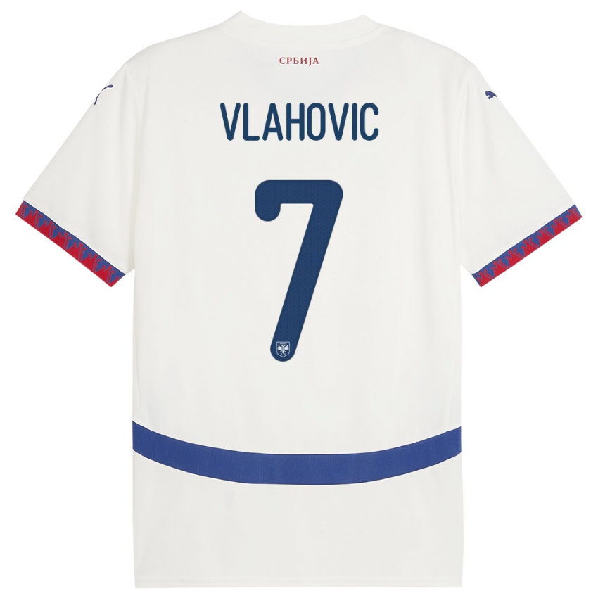 Férfi Szerbia Dusan Vlahovic #7 Fehér Idegenbeli Jersey 24-26 Mez Póló Ing