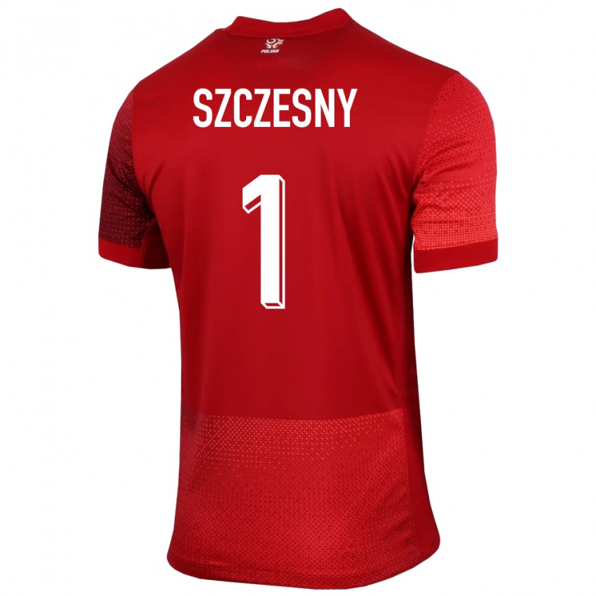 Férfi Lengyelország Wojciech Szczesny #1 Piros Idegenbeli Jersey 24-26 Mez Póló Ing