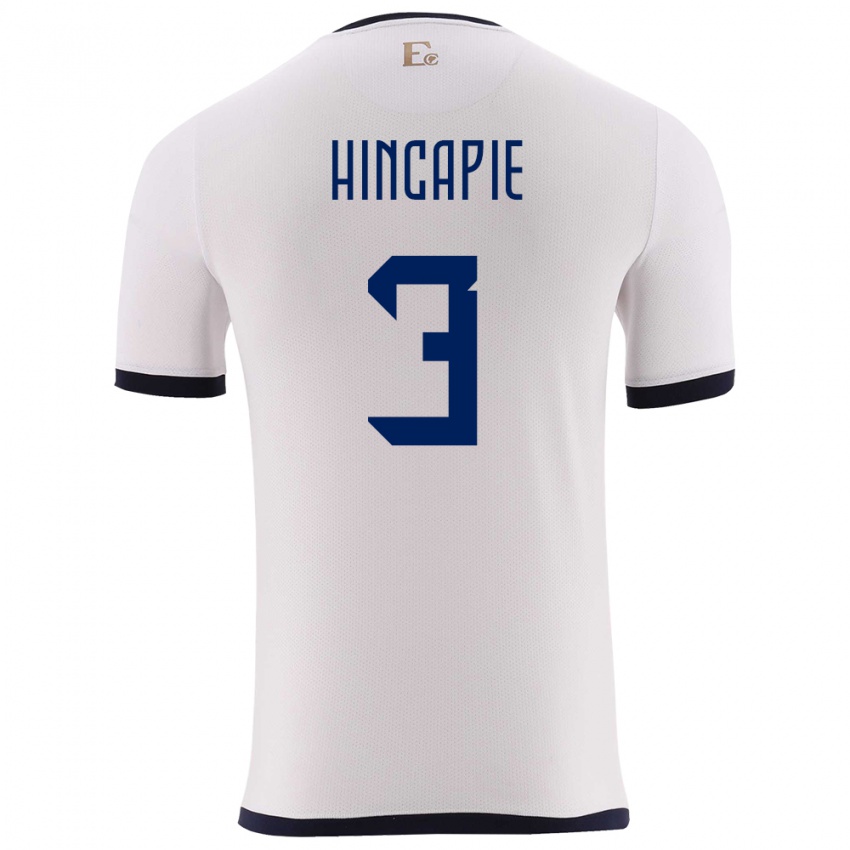 Férfi Ecuador Piero Hincapie #3 Fehér Idegenbeli Jersey 24-26 Mez Póló Ing