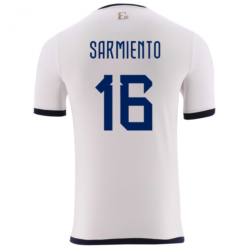 Férfi Ecuador Jeremy Sarmiento #16 Fehér Idegenbeli Jersey 24-26 Mez Póló Ing