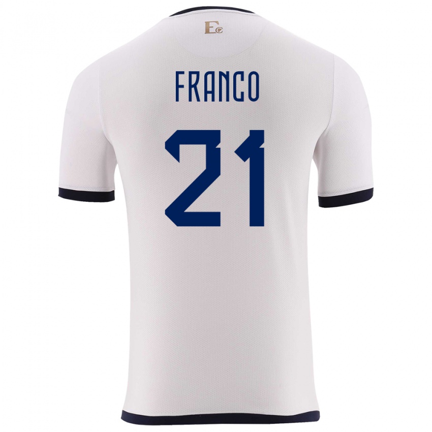 Férfi Ecuador Alan Franco #21 Fehér Idegenbeli Jersey 24-26 Mez Póló Ing