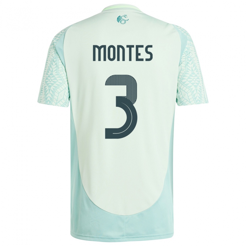 Férfi Mexikó Cesar Montes #3 Vászonzöld Idegenbeli Jersey 24-26 Mez Póló Ing