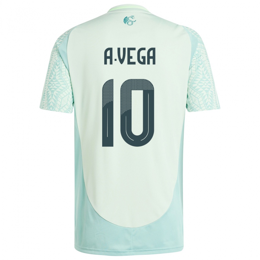 Férfi Mexikó Alexis Vega #10 Vászonzöld Idegenbeli Jersey 24-26 Mez Póló Ing