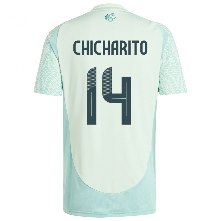 Férfi Mexikó Chicharito #14 Vászonzöld Idegenbeli Jersey 24-26 Mez Póló Ing