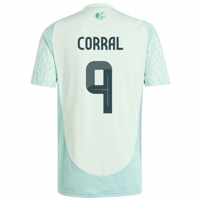 Férfi Mexikó Charlyn Corral #9 Vászonzöld Idegenbeli Jersey 24-26 Mez Póló Ing