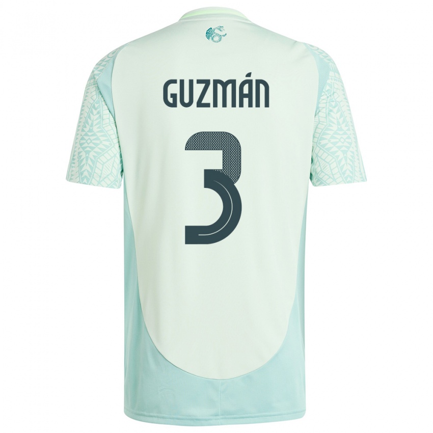 Férfi Mexikó Victor Guzman #3 Vászonzöld Idegenbeli Jersey 24-26 Mez Póló Ing