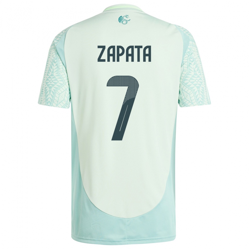 Férfi Mexikó Angel Zapata #7 Vászonzöld Idegenbeli Jersey 24-26 Mez Póló Ing