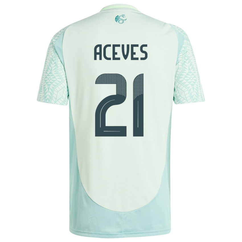 Férfi Mexikó Daniel Aceves #21 Vászonzöld Idegenbeli Jersey 24-26 Mez Póló Ing