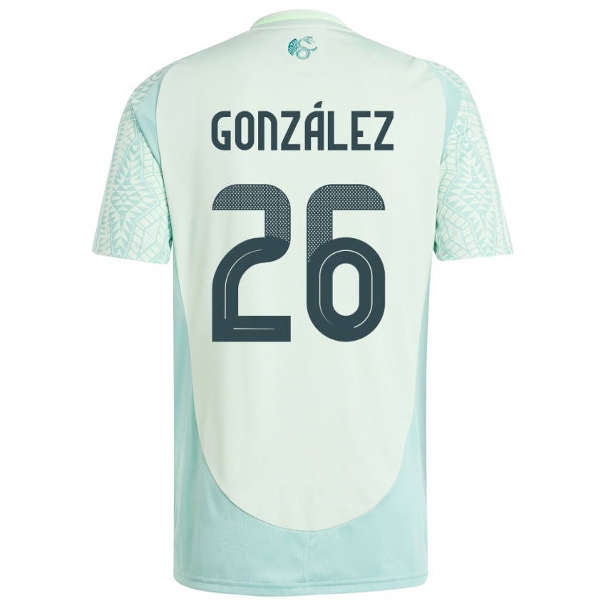 Férfi Mexikó Bryan Gonzalez #26 Vászonzöld Idegenbeli Jersey 24-26 Mez Póló Ing