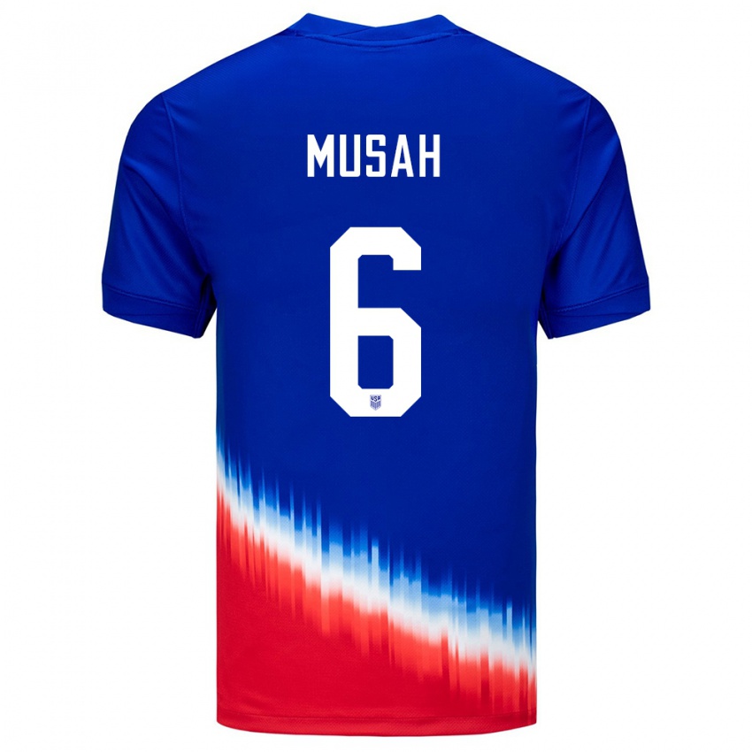Férfi Egyesült Államok Yunus Musah #6 Kék Idegenbeli Jersey 24-26 Mez Póló Ing