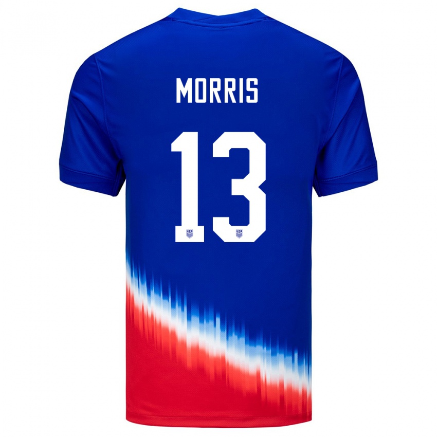Férfi Egyesült Államok Jordan Morris #13 Kék Idegenbeli Jersey 24-26 Mez Póló Ing