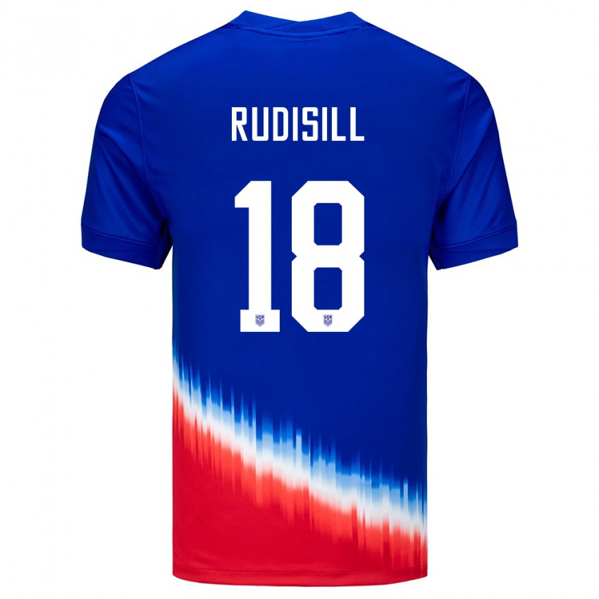 Férfi Egyesült Államok Paulo Rudisill #18 Kék Idegenbeli Jersey 24-26 Mez Póló Ing