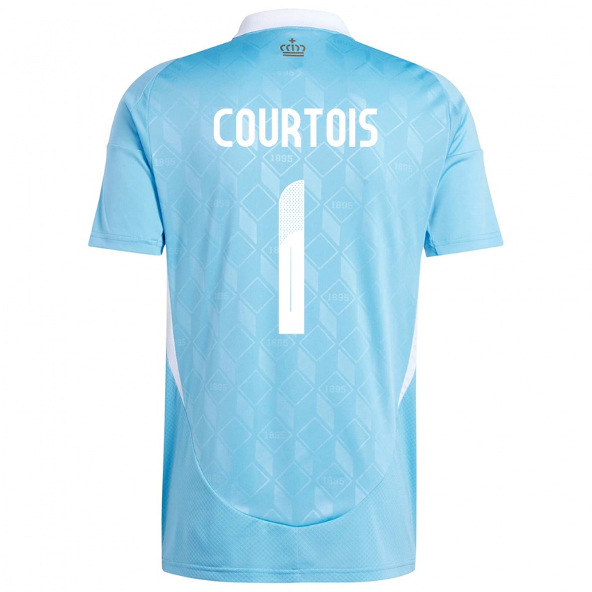 Férfi Belgium Thibaut Courtois #1 Kék Idegenbeli Jersey 24-26 Mez Póló Ing