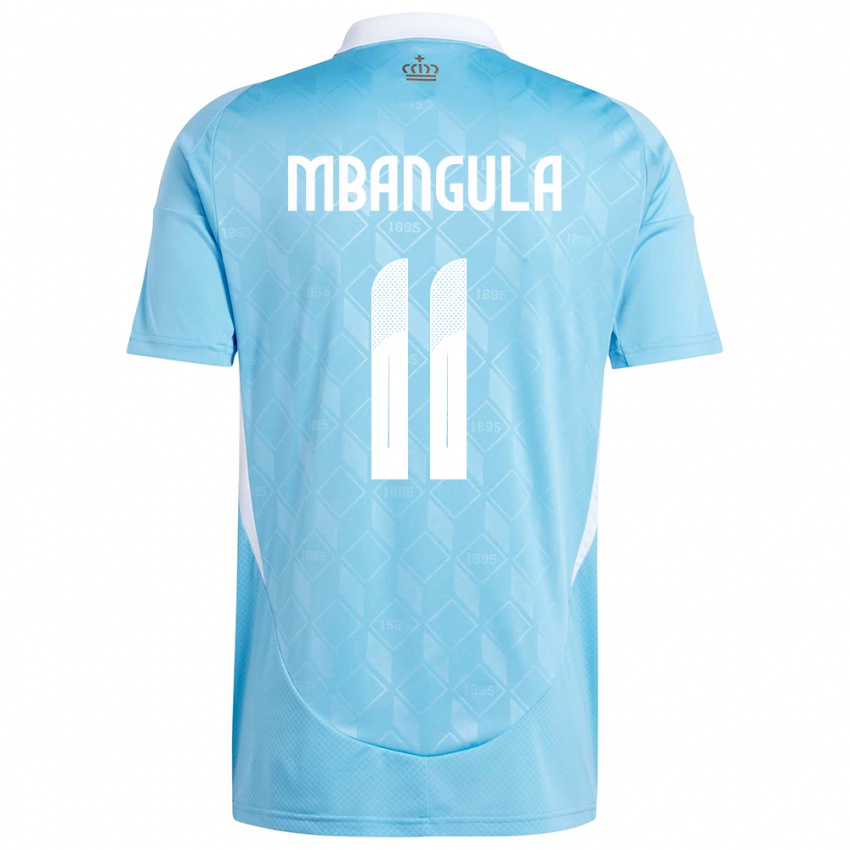 Férfi Belgium Samuel Mbangula #11 Kék Idegenbeli Jersey 24-26 Mez Póló Ing