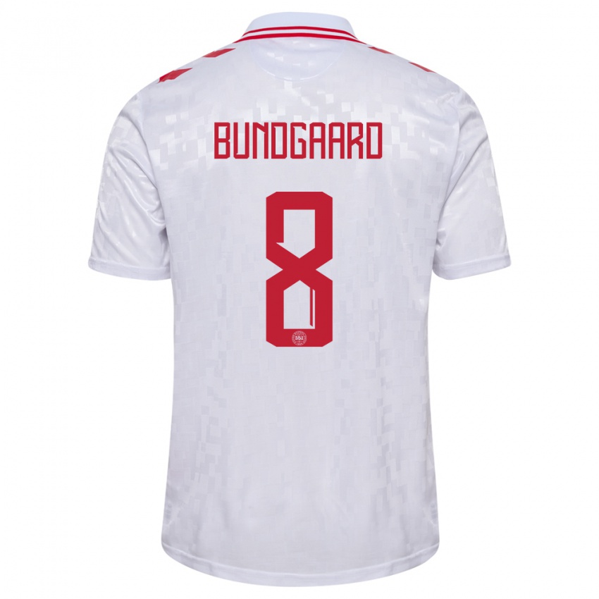 Férfi Dánia Filip Bundgaard #8 Fehér Idegenbeli Jersey 24-26 Mez Póló Ing