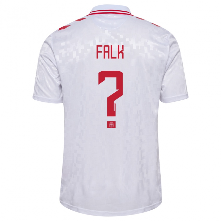 Férfi Dánia Lukas Falk #0 Fehér Idegenbeli Jersey 24-26 Mez Póló Ing