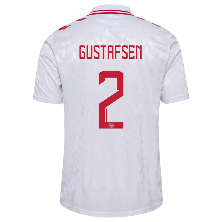 Férfi Dánia Victor Gustafsen #2 Fehér Idegenbeli Jersey 24-26 Mez Póló Ing