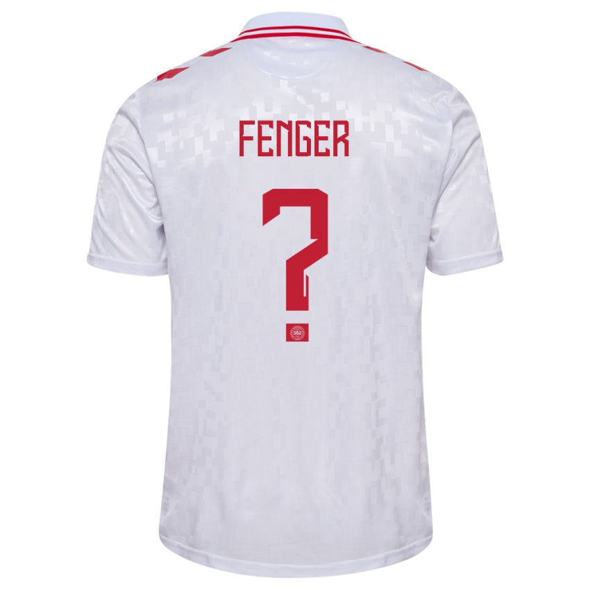 Férfi Dánia Oskar Fenger #0 Fehér Idegenbeli Jersey 24-26 Mez Póló Ing