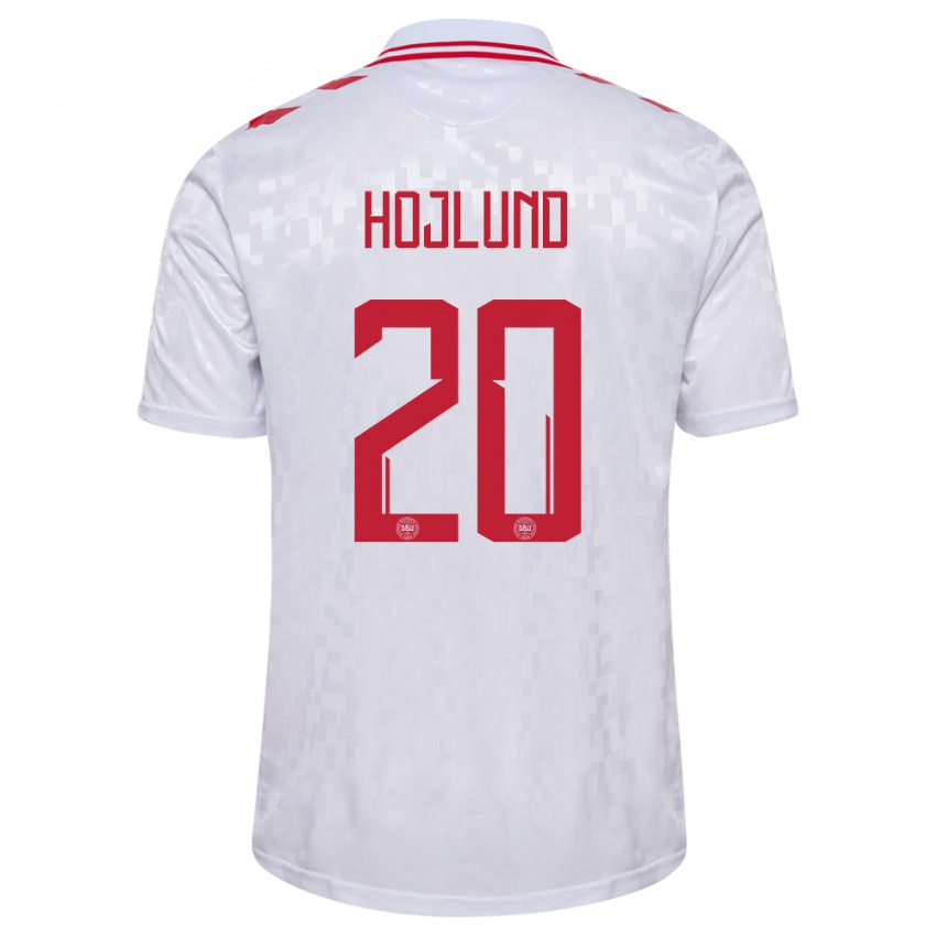 Férfi Dánia Rasmus Hojlund #20 Fehér Idegenbeli Jersey 24-26 Mez Póló Ing