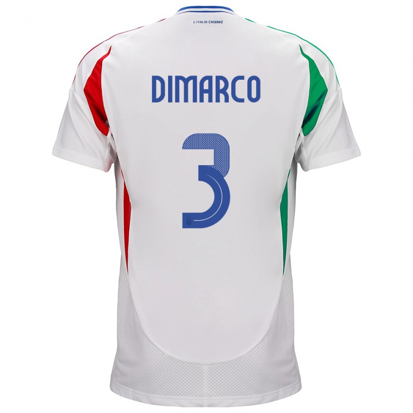 Férfi Olaszország Federico Dimarco #3 Fehér Idegenbeli Jersey 24-26 Mez Póló Ing