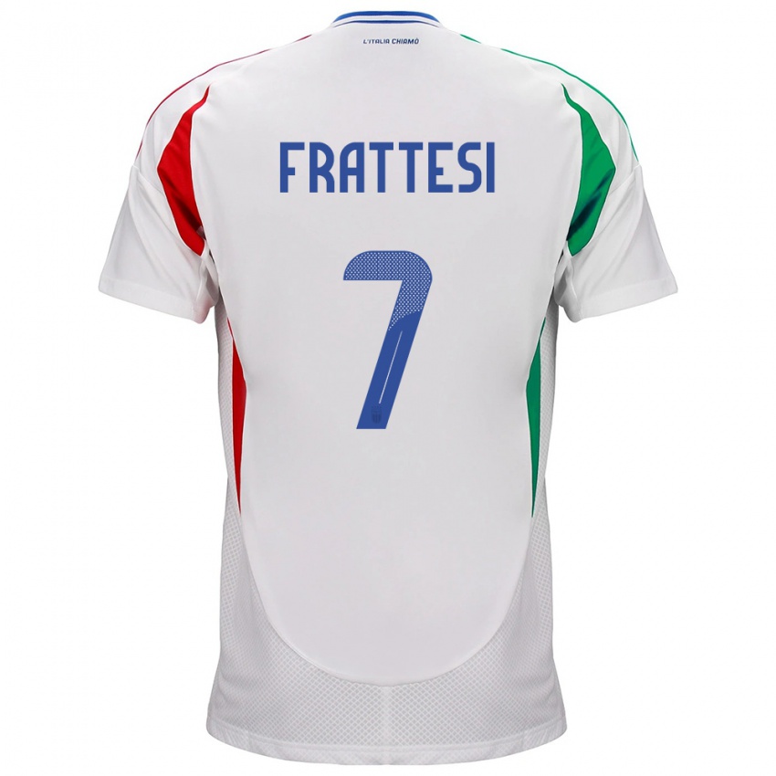 Férfi Olaszország Davide Frattesi #7 Fehér Idegenbeli Jersey 24-26 Mez Póló Ing