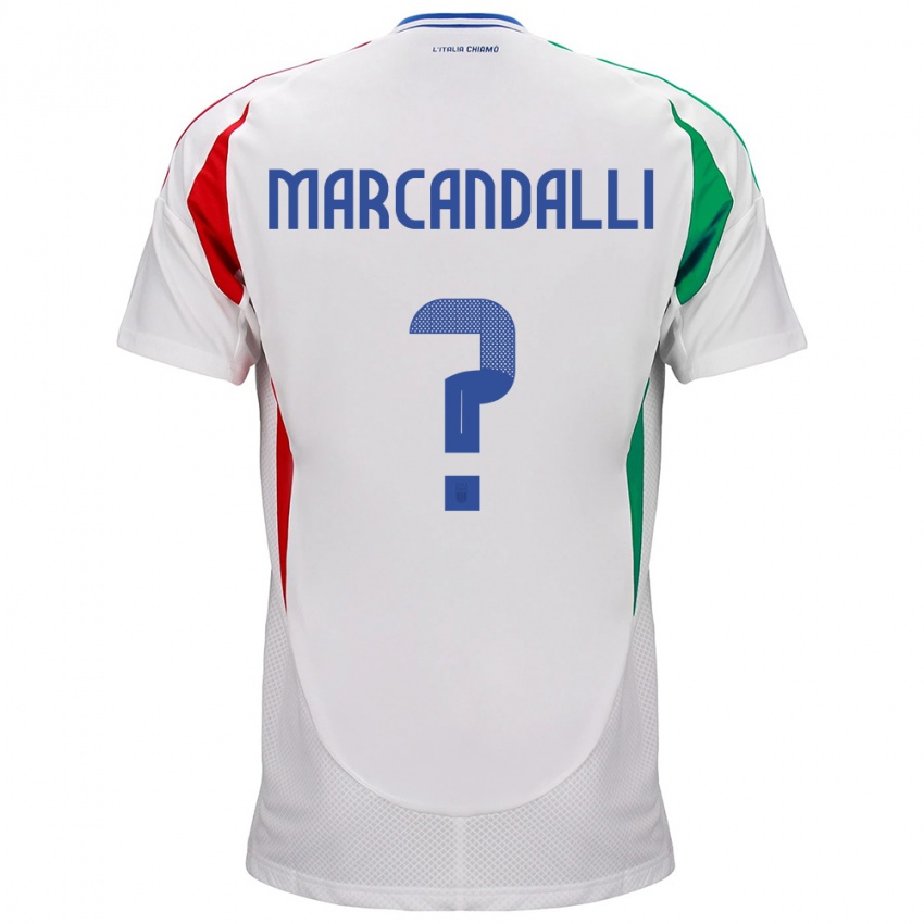 Férfi Olaszország Alessandro Marcandalli #0 Fehér Idegenbeli Jersey 24-26 Mez Póló Ing